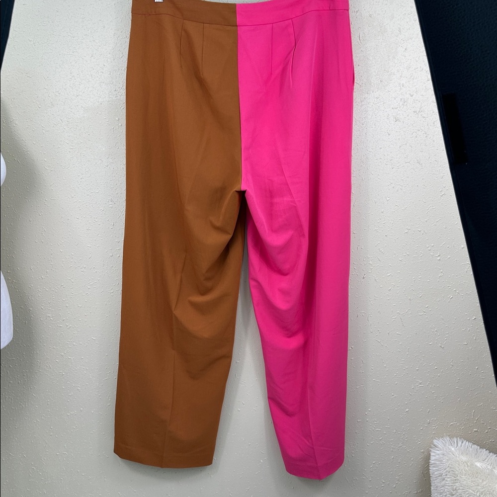 Eloquii Pink and Brown Straight-Leg Colorblock Pants size 14 - Picture 7 of 9